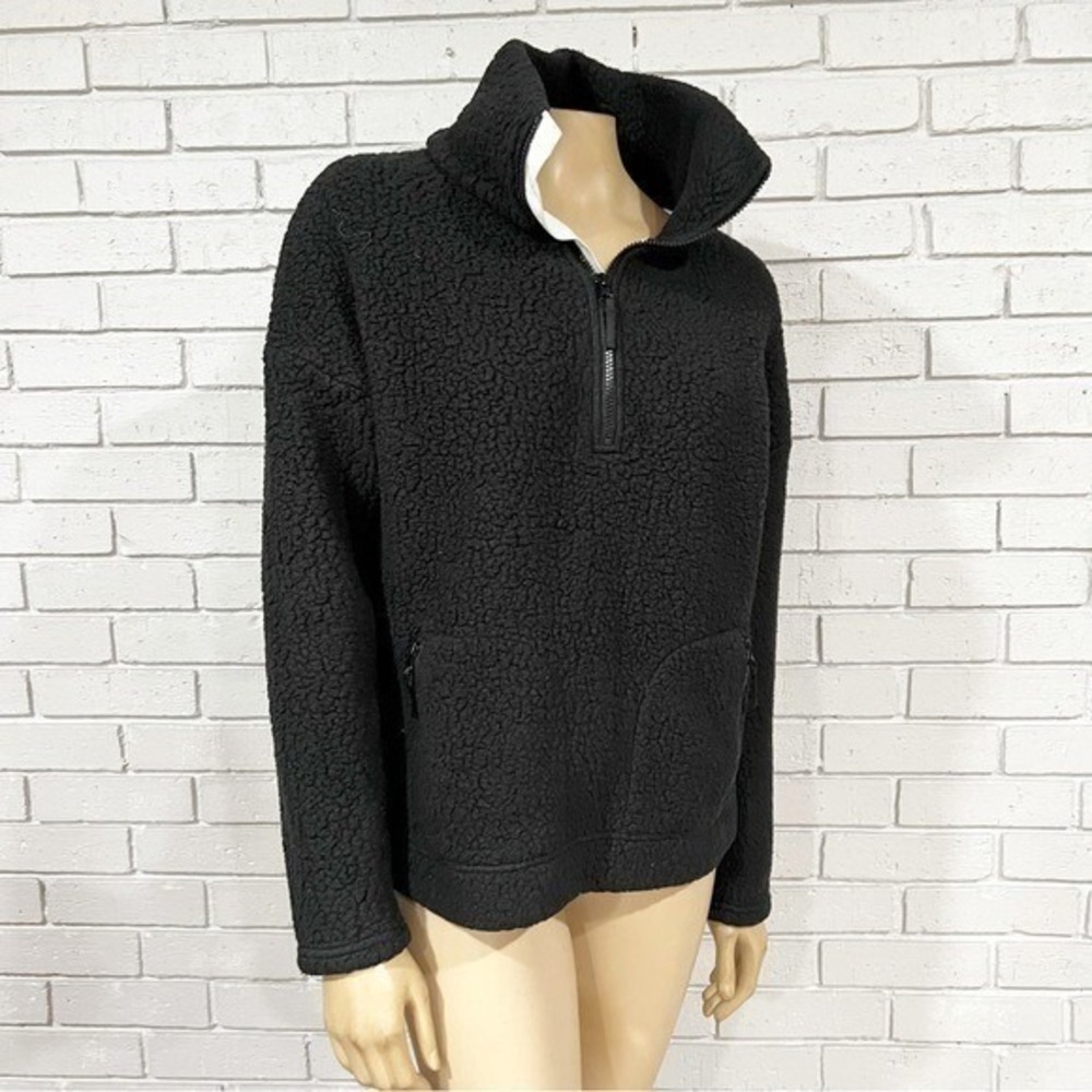 J.Crew Black Sherpa Fleece Jacket Cozy Gorpcore Granola Layering